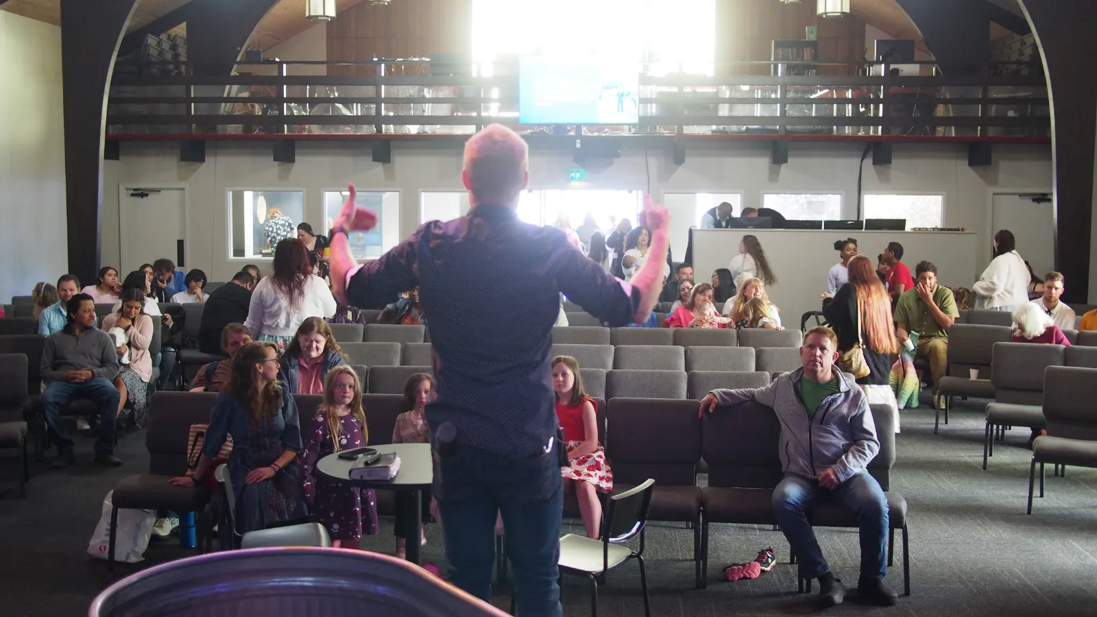 Pastor David speaking at Easter service